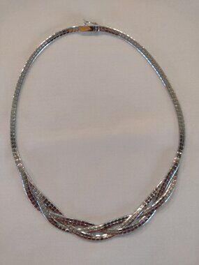 Vintage Silver Herringbone Braided Necklace